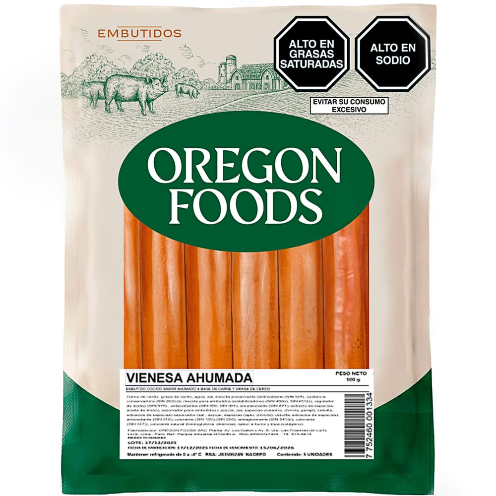 Vienesa Ahumada OREGON FOODS Paquete 500g