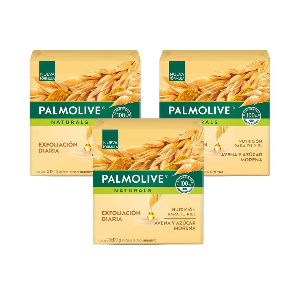 Pack Jabón en Barra PALMOLIVE Avena y Azucar 3x120g x 3un