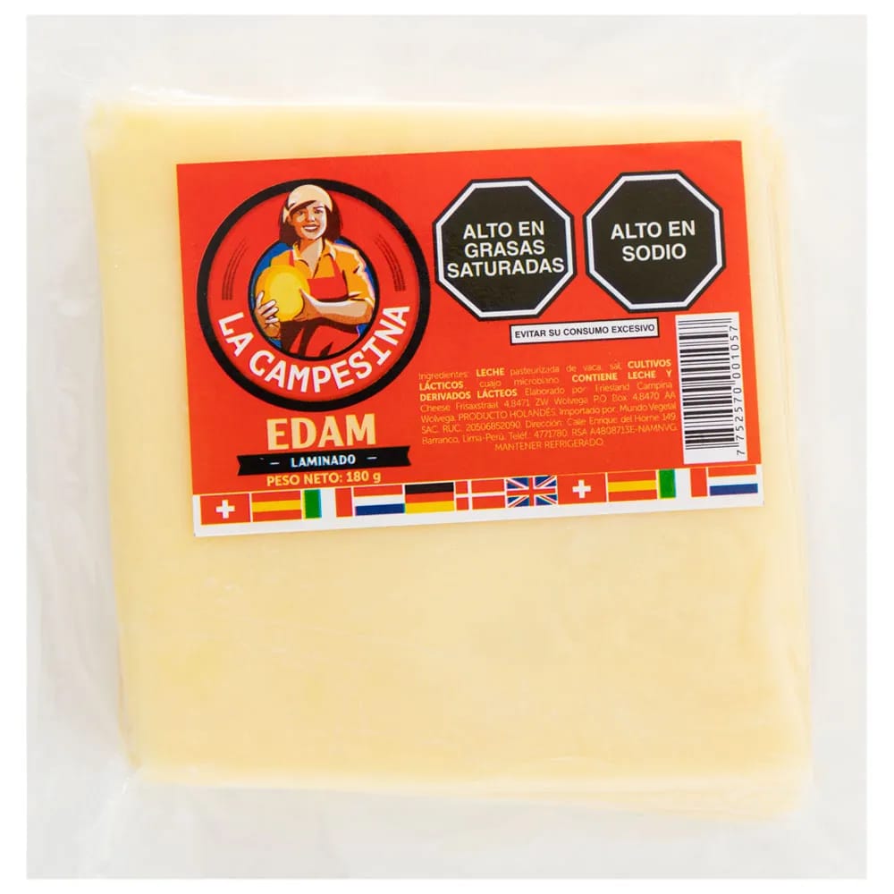 Queso Edam LA CAMPESINA Paquete 180g