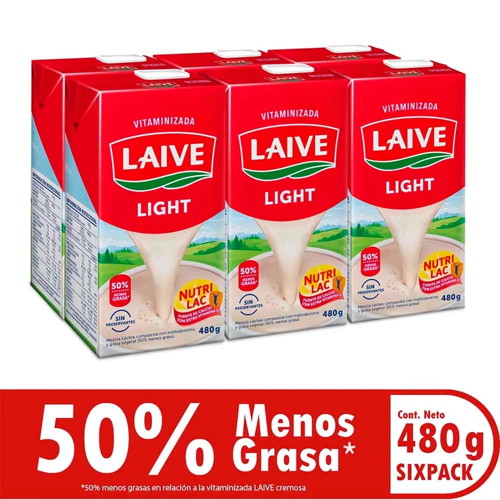 Mezcla Láctea LAIVE Light Caja 480g Paquete 6un