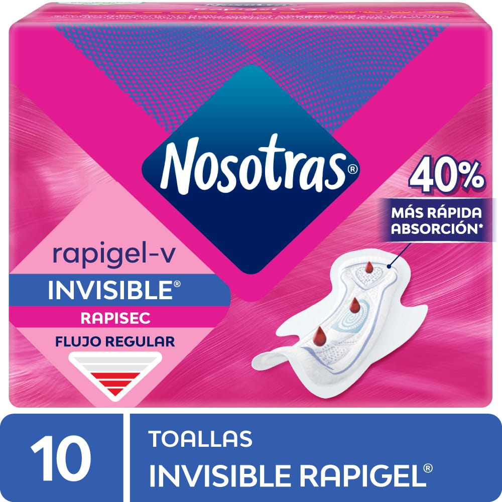 Toalla Higiénica NOSOTRAS Invisible Rapigel Paquete 10un