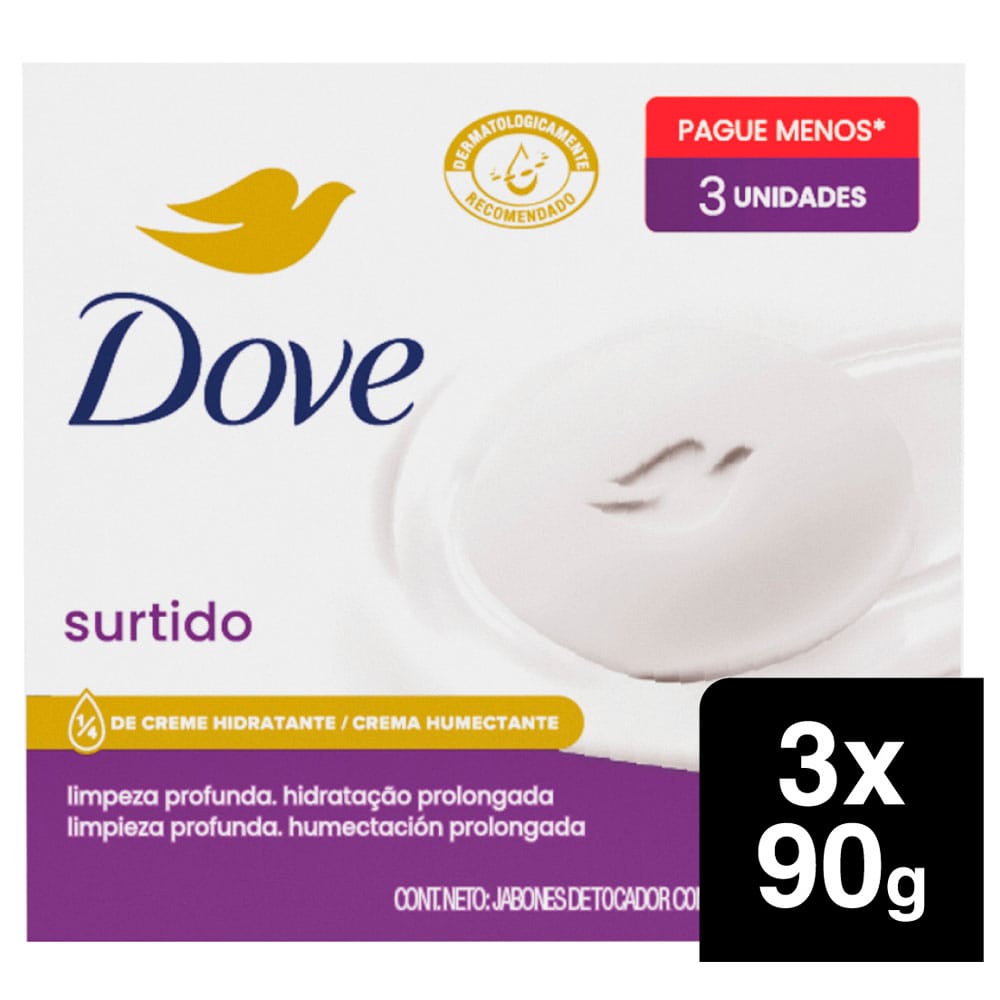 Jabón de Tocador DOVE Surtido 90g Paquete 3un