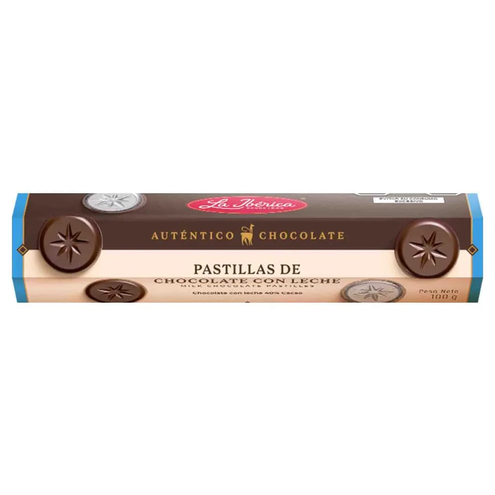 Chocolate LA IBÉRICA PASTILLAS DE LECHE De leche en pastillas Caja 100g