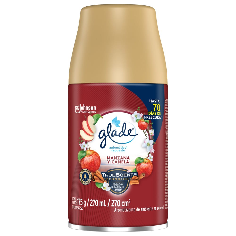 Ambientador en spray GLADE Manzana y canela repuesto Frasco 270Ml