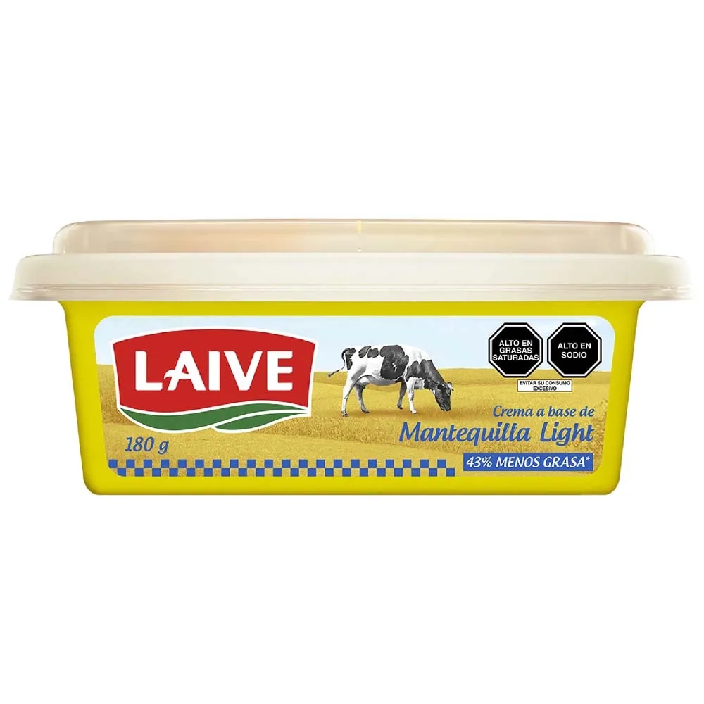 Crema a Base de Mantequilla Light con Sal LAIVE Pote 180g