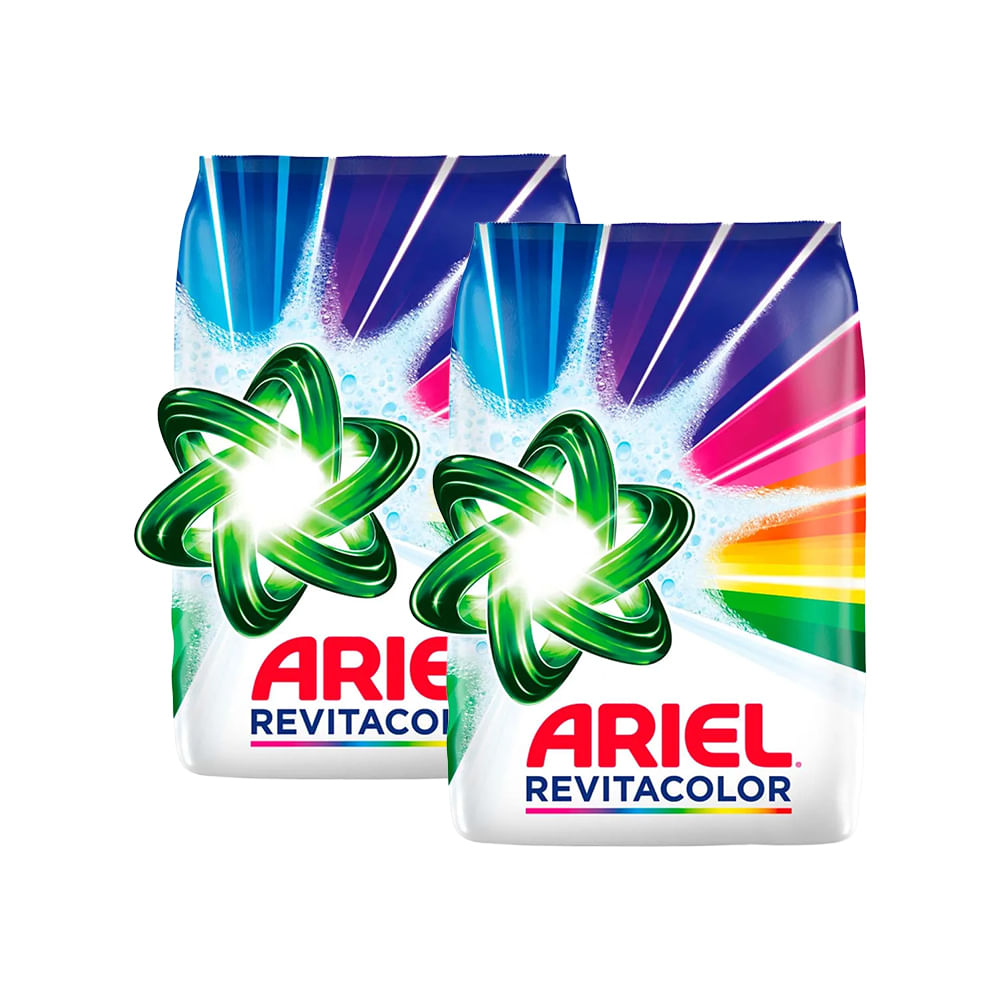 Pack Detergente en Polvo ARIEL Revitacolor para Ropa de Color Bolsa 4kg x 2un