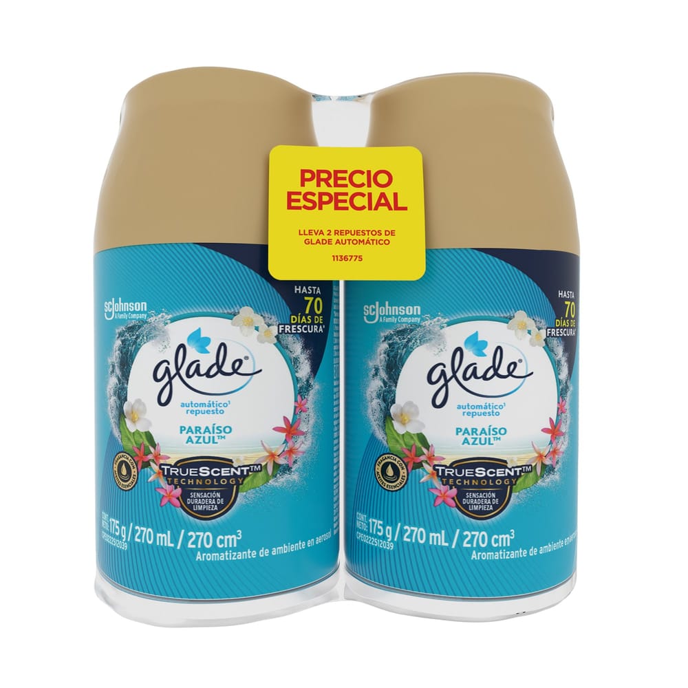 Ambientador en Aerosol GLADE Aroma Aleatorio Frasco 270ml Paquete 2un