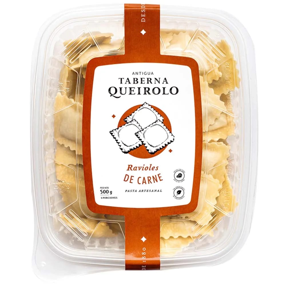 Ravioles de Carne ANTIGUA TABERNA QUEIROLO Caja 500g