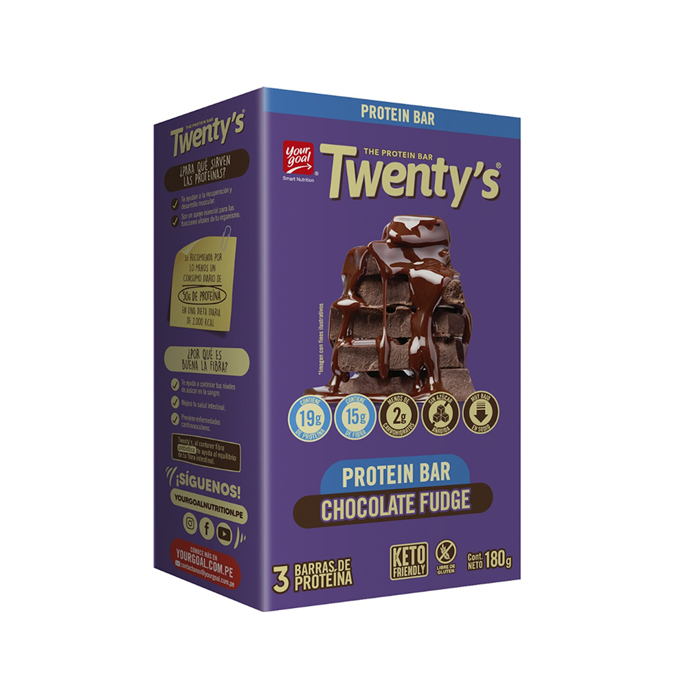 Barra de Proteína TWENTY'S Chocolate y Fudge Caja 3un