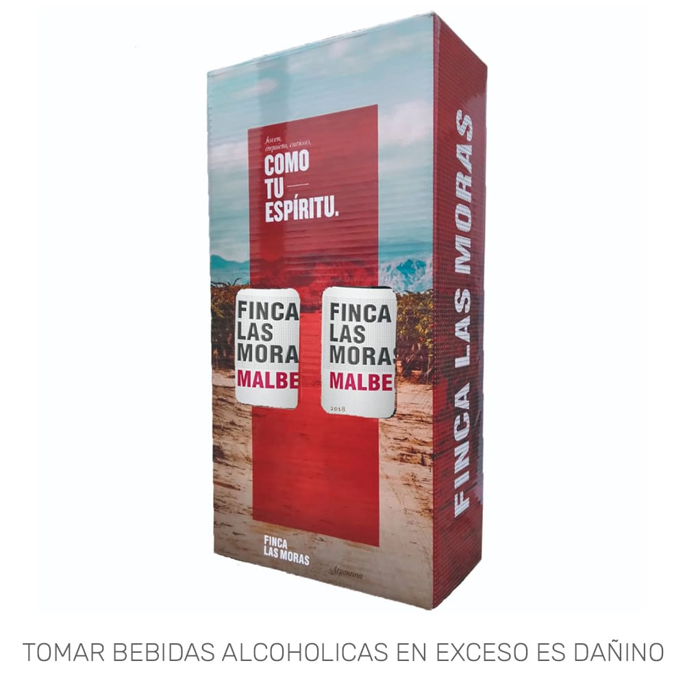 Pack Vino Tinto LAS MORAS Malbec Clásico Botella 750ml
