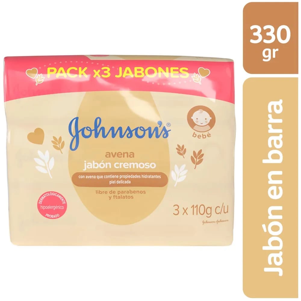 Jabón para Bebé JOHNSON'S BABY Avena 110g Paquete 3un