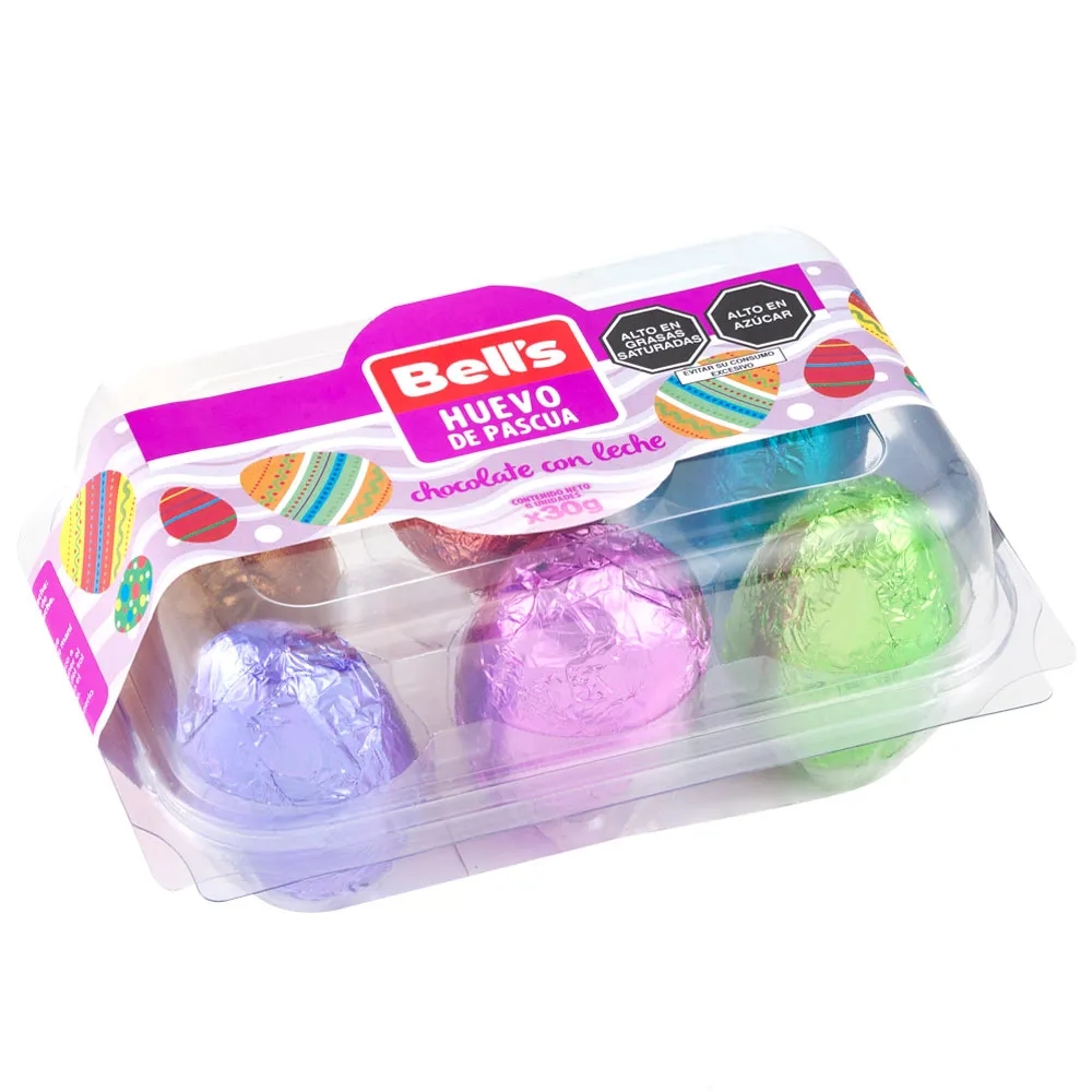 Huevo de Pascua BELL'S Chocolate con Leche Bandeja 6un