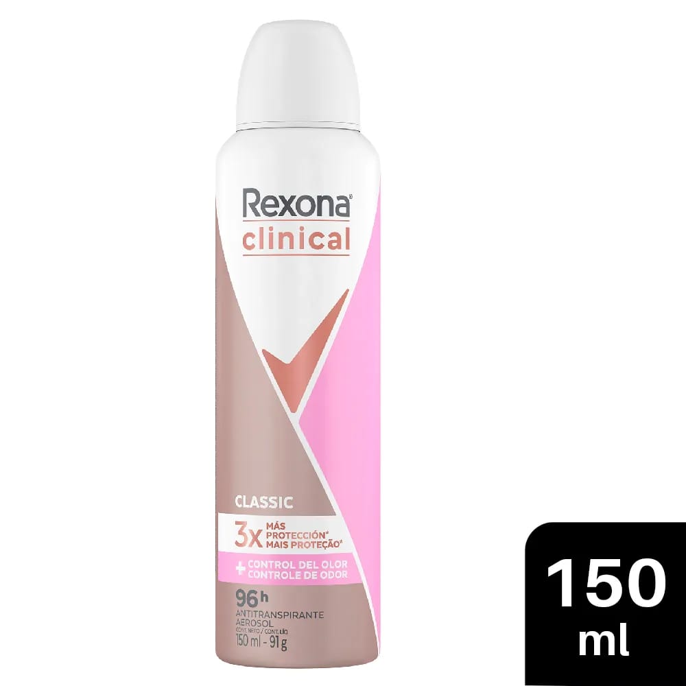 Desodorante para mujer en Aerosol REXONA Clinical Women Classic Frasco 150ml