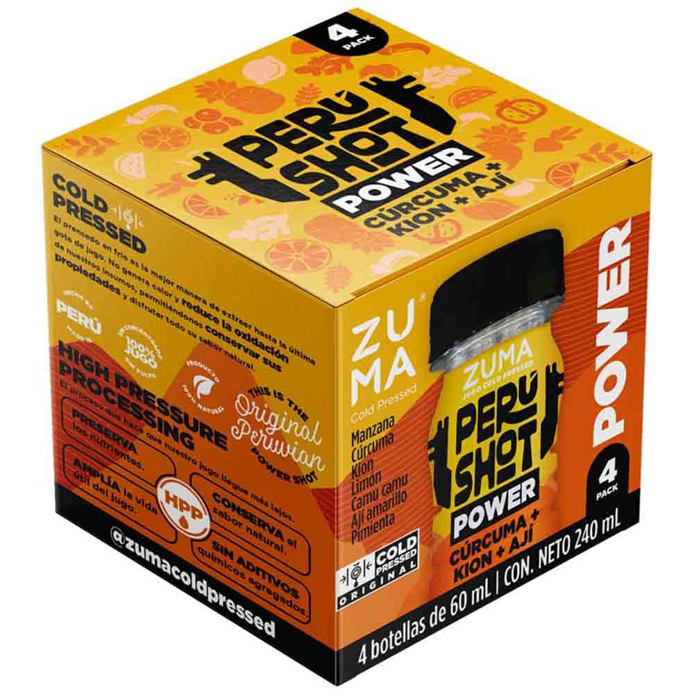 Jugo Cold Pressed Perú Shot Power ZUMA Pack 4 Botella 60ml