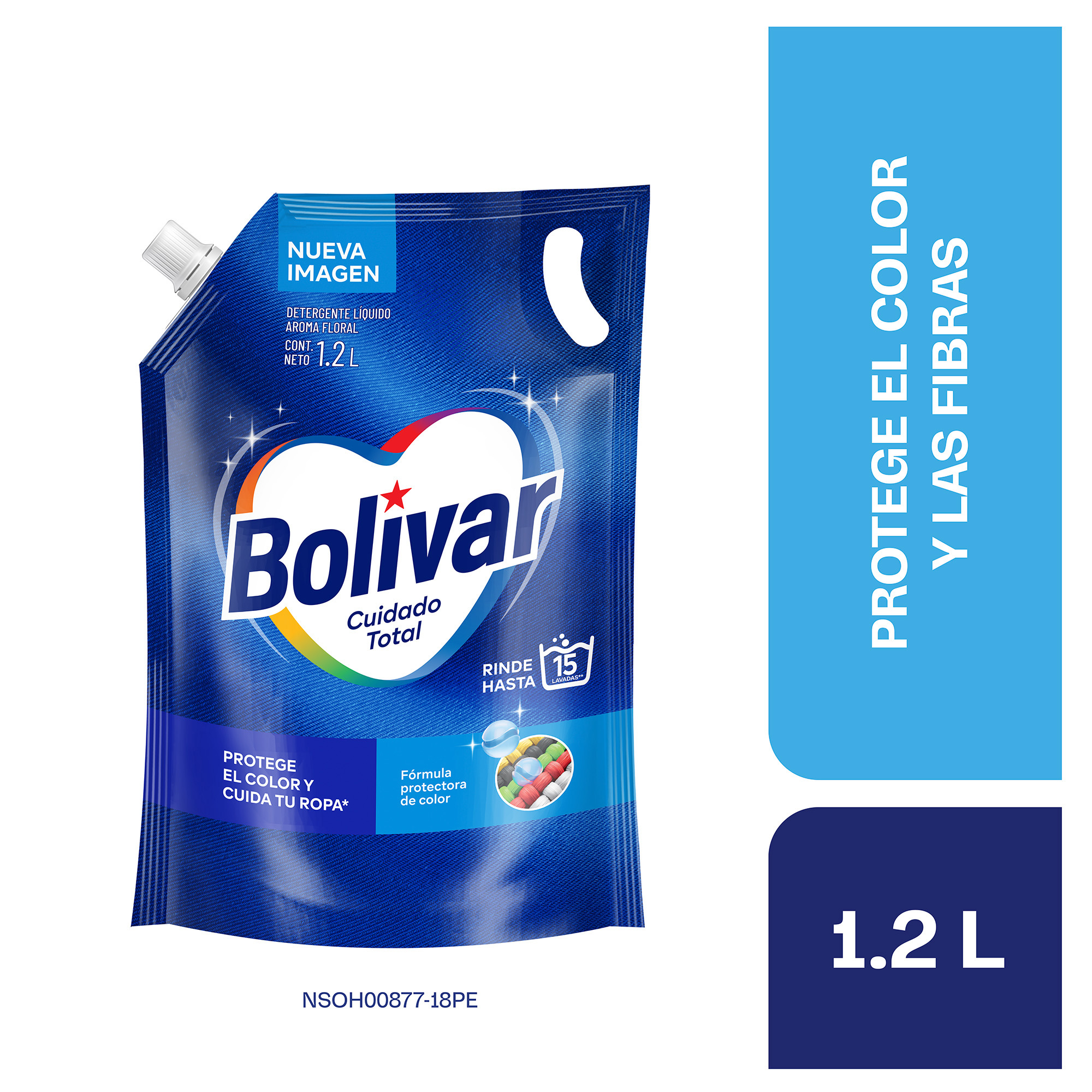 Detergente Líquido BOLÍVAR Cuidado Total Floral Doypack 1.2L