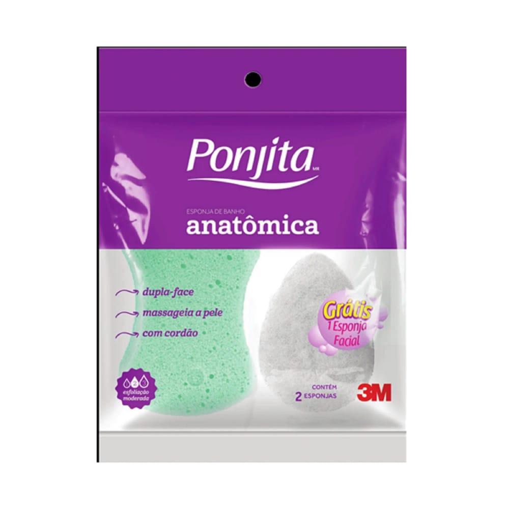 Esponja de Baño Anatómica PONJITA + Esponja Facial Gratis Bolsa 1un