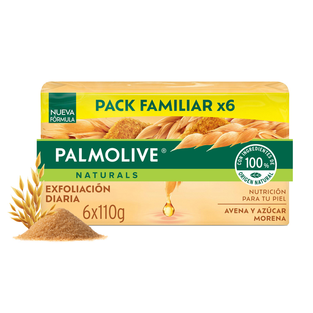 Jabón en Barra PALMOLIVE Avena y Azúcar Pack 6x110g