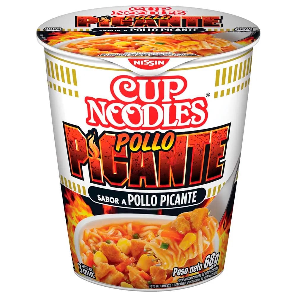 Sopa Instántanea NISSIN- CUP Noodles Sabor a Pollo Picante Vaso 68g
