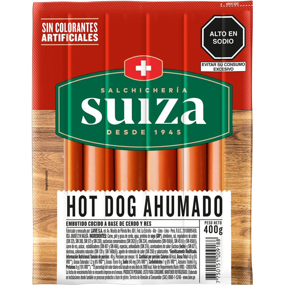 Hot Dog Ahumado SALCHICHERÍA AHUMADO Paquete 400g