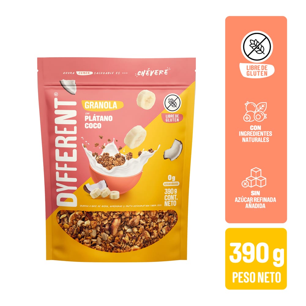 Granola Coco y Plátano DYFFERENT Doypack 390g