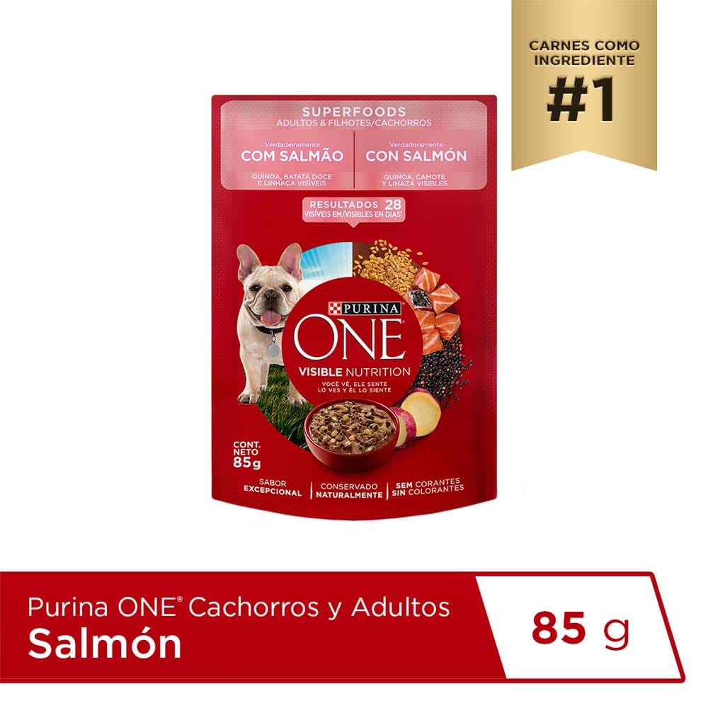 Alimento Húmedo para Perro PURINA ONE Adulto y Cachorro Sabor Salmón Pouch 85g
