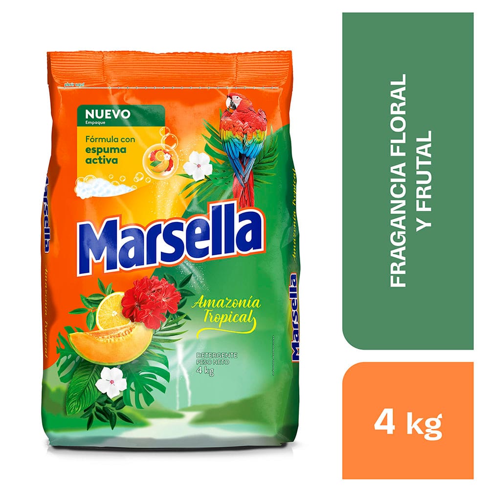 Detergente en Polvo MARSELLA Amazonía Tropical Bolsa 4Kg