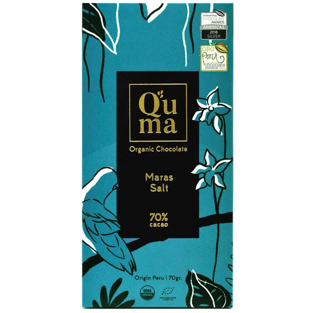 Barra de Chocolate Q'UMA Sal de Maras 70% Cacao Caja 70g