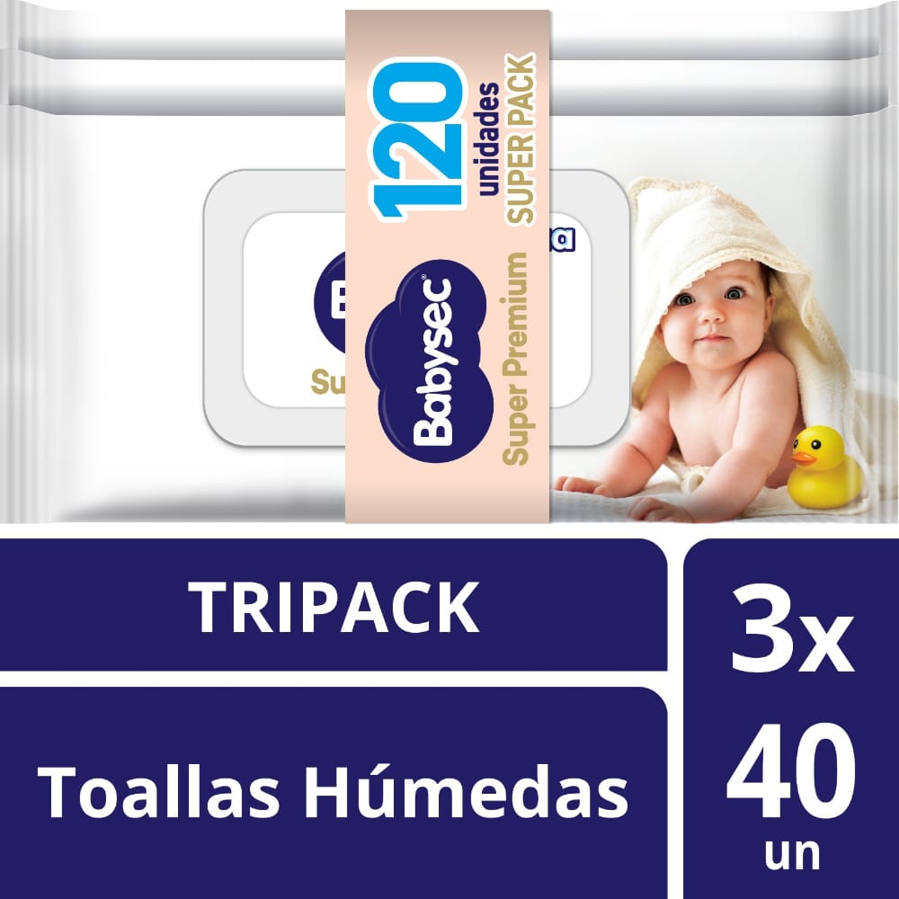 Toallitas Húmedas BABYSEC Super Premium 8 99% Agua Paquete 120un