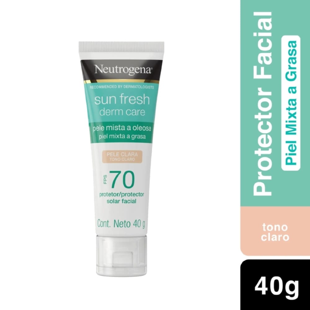 Protector Solar Facial NEUTROGENA Sun Fresh Derm Care Tono Claro FPS 70 Frasco 40g
