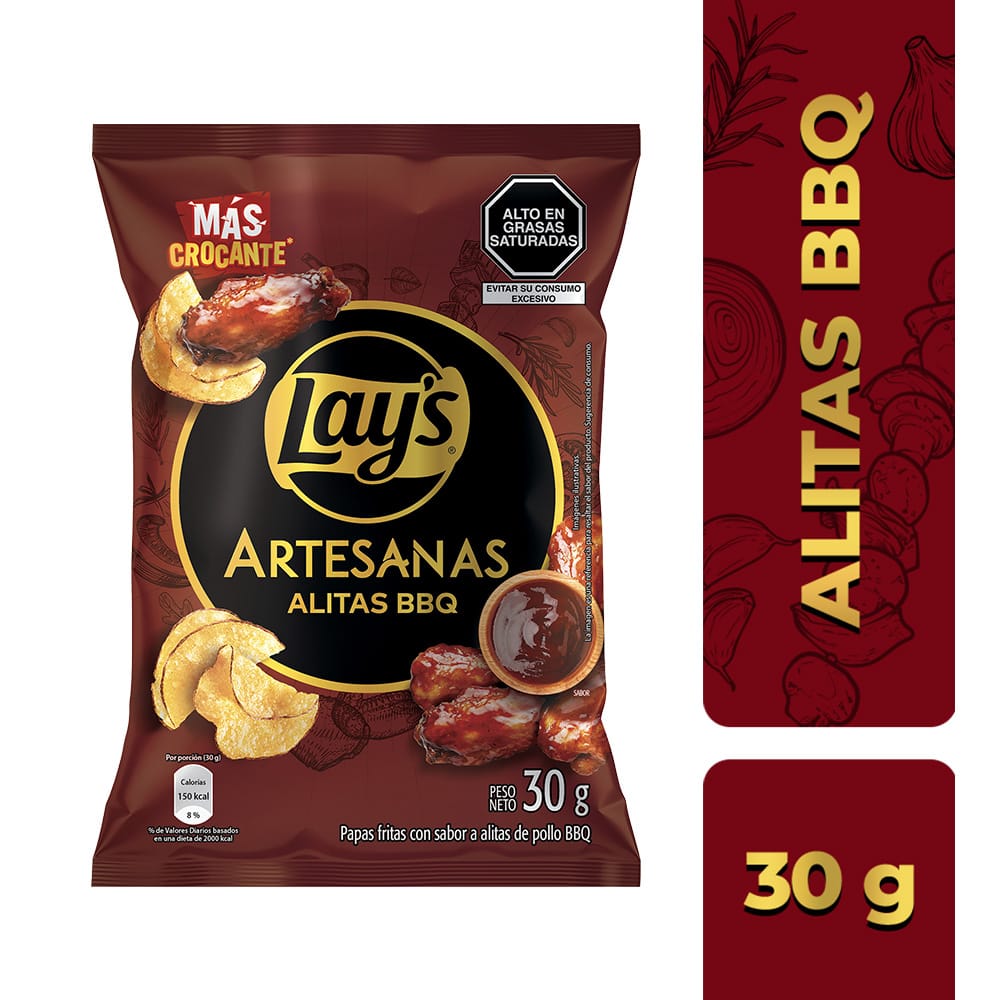 Papas Fritas LAY'S Artesanas Alitas BBQ Bolsa 30g