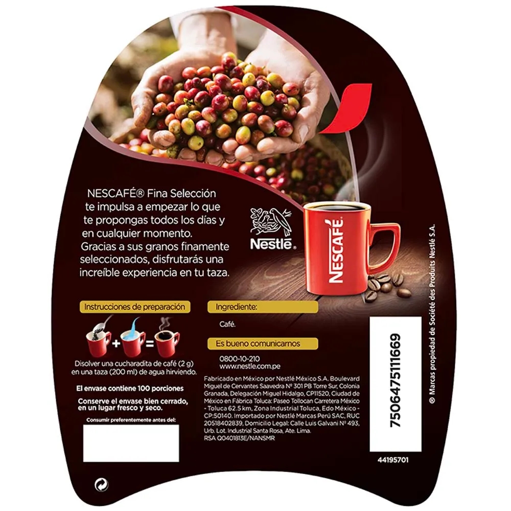 Café Instantáneo NESCAFÉ Fina Selección Frasco 200g