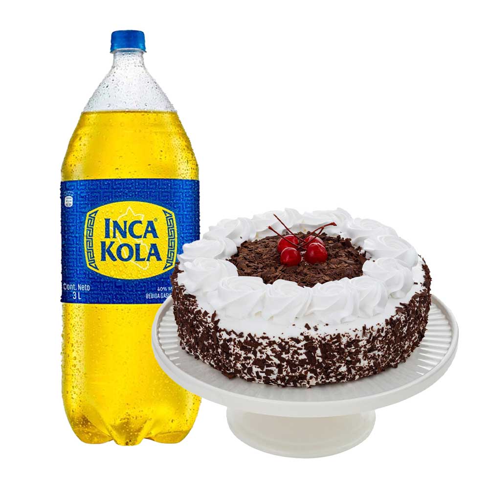 Pack Torta Selva Negra Mediana LA FLORENCIA 1un + Gaseosa INCA KOLA Sabor Original Botella 3L