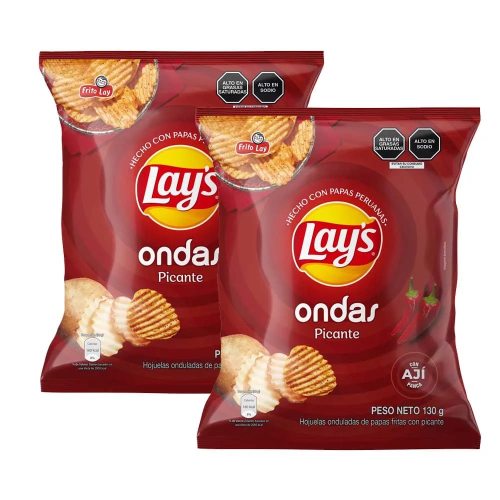 Pack Papas LAY'S Ondas Picante Bolsa 130g x2un