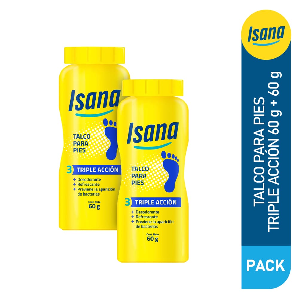 Talco para Pies ISANA Frasco 60g Paquete 2un