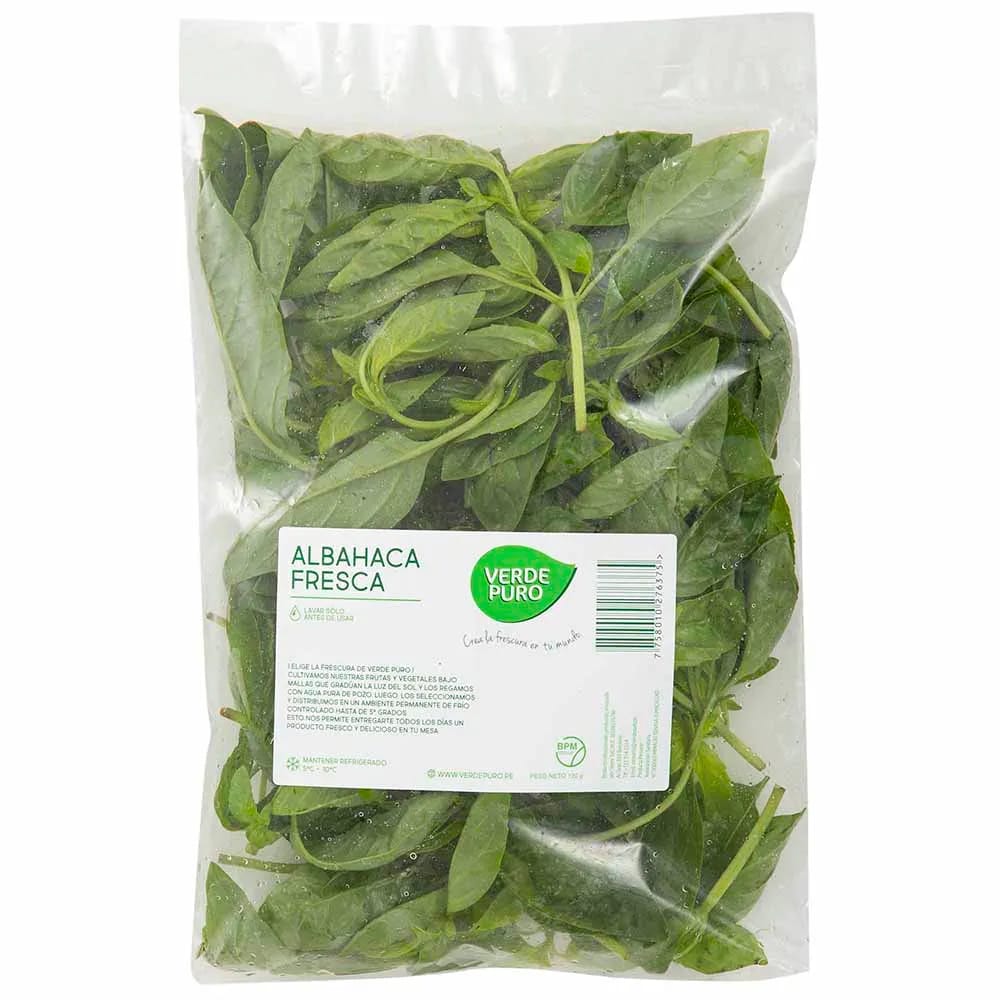 Albahaca Fresca VERDE PURO Bolsa 120g aprox.
