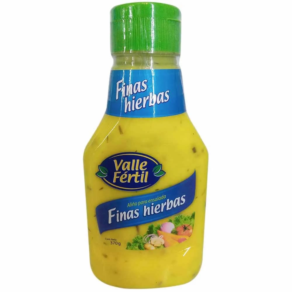 Salsa VALLE FERTIL Aliño finas hierbas Frasco 370Gr