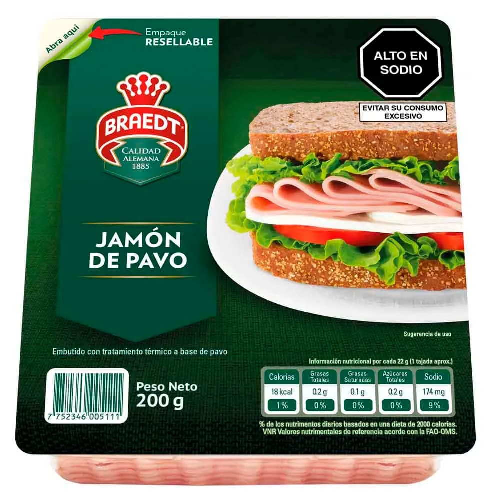 Jamón de Pavo BRAEDT Paquete 200g
