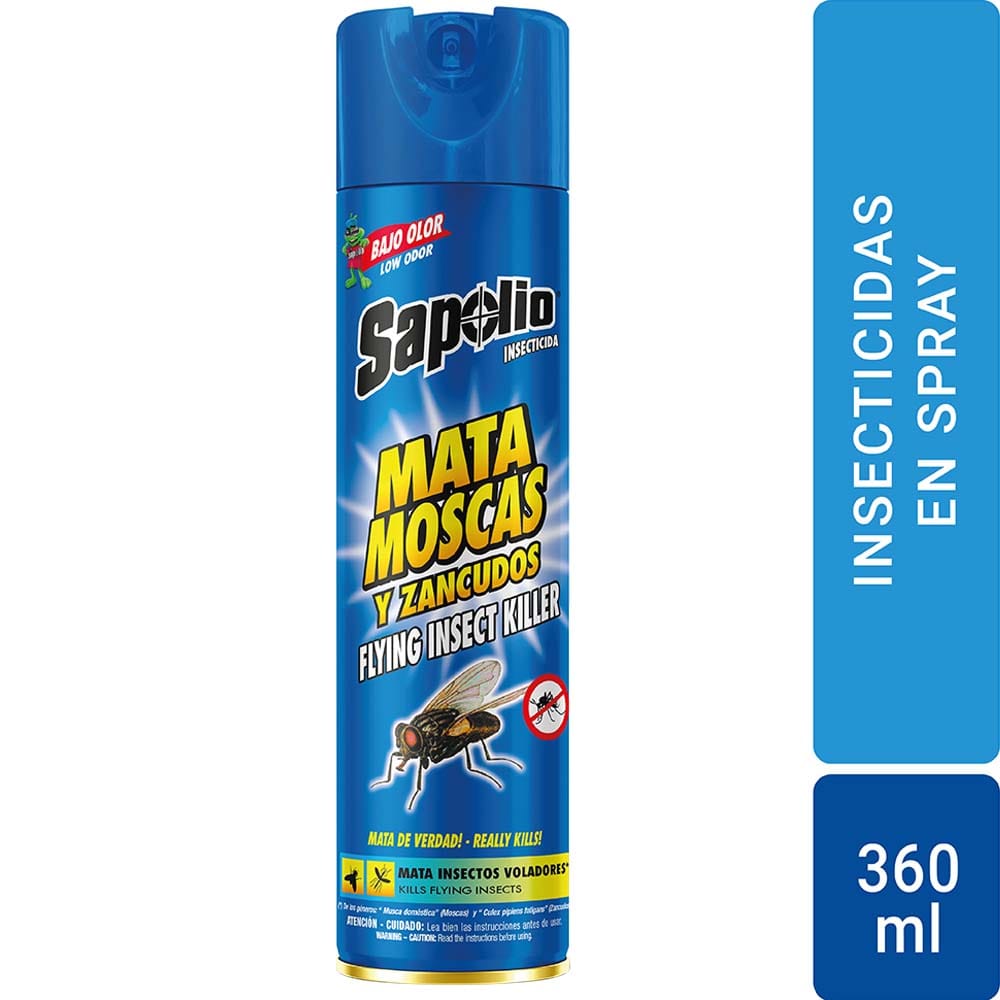 Insecticida en Aerosol SAPOLIO Mata Moscas y Zancudos Frasco 360ml