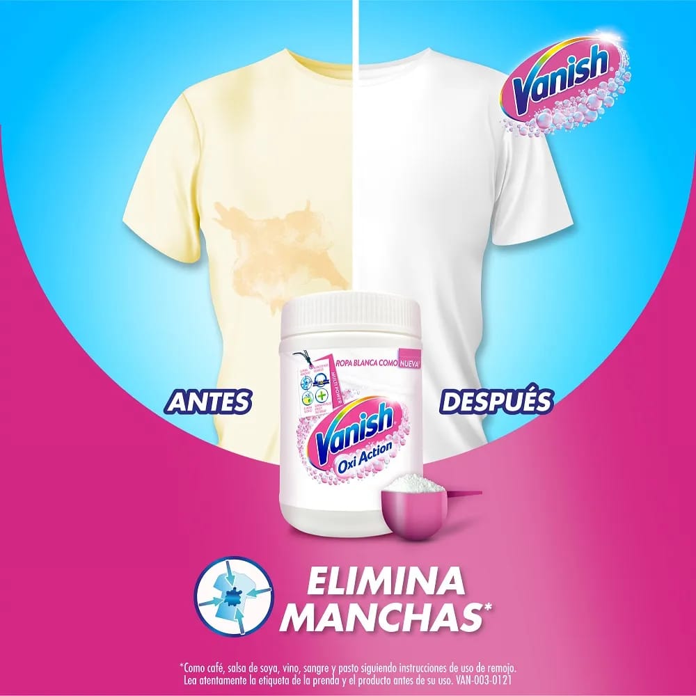 Quitamanchas en Polvo VANISH Blanco Total Pote 900g