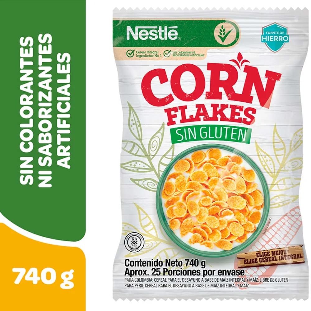 Cereal NESTLÉ Corn Flakes sin Gluten Bolsa 740g