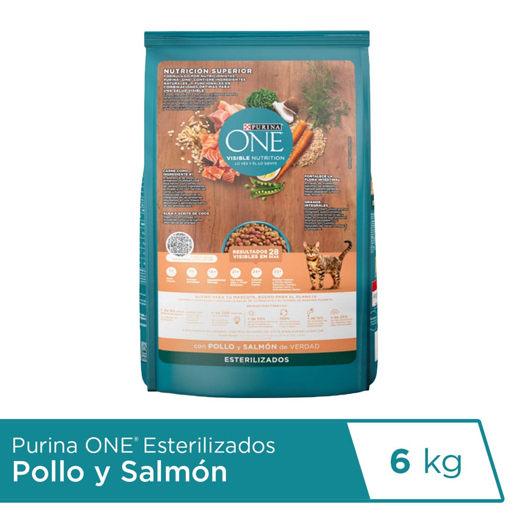 Alimento para Gato PURINA ONE Esterilizado Sabor Pollo y Salmón Bolsa 6Kg