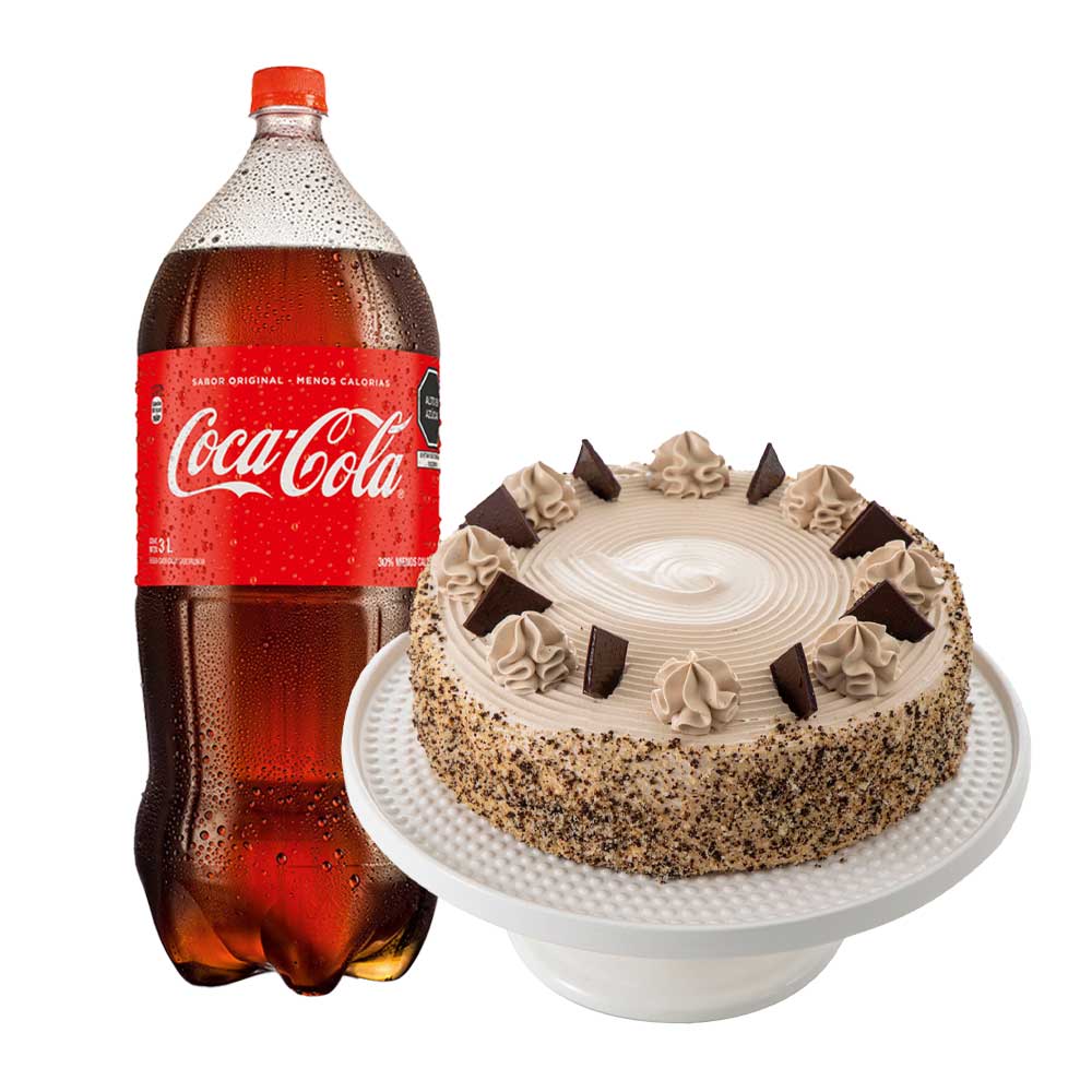 Pack Torta de Moka Mediana LA FLORENCIA 1un + Gaseosa COCA COLA Original Botella 3L