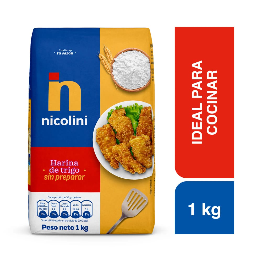Harina de Trigo NICOLINI Sin Preparar Bolsa 1Kg