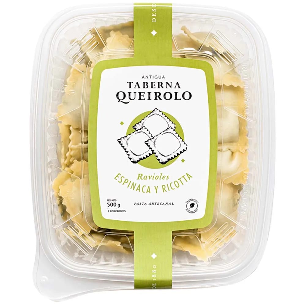 Ravioles de Espinaca y Ricotta ANTIGUA TABERNA QUEIROLO Caja 500g