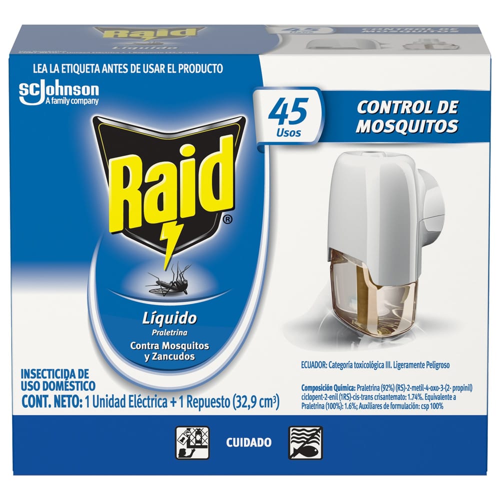 Insecticida RAID Aparato Eléctrico + repuesto 45 noches