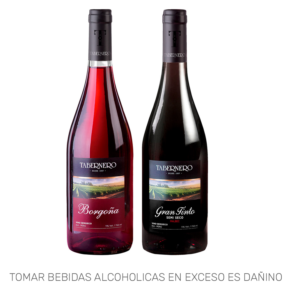 Pack TABERNERO Vino Tinto Botella 750ml + Vino Tinto Gran Semiseco Botella 750ml
