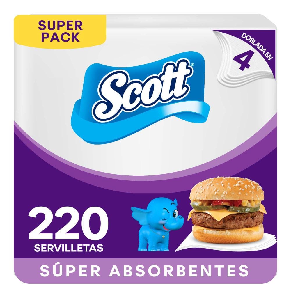 Servilletas de Papel SCOTT Súper Absorbentes Paquete 220un