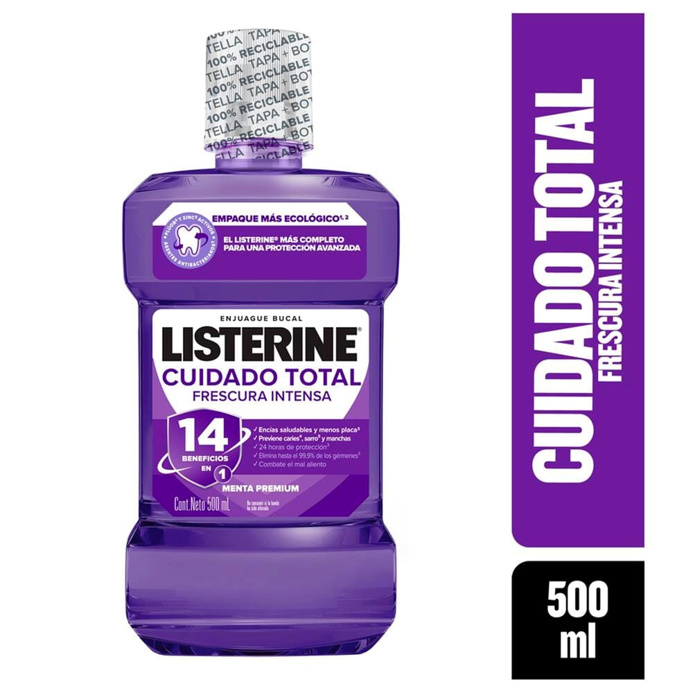 Enjuague Bucal LISTERINE Cuidado Total Menta Fresca Botella 500ml