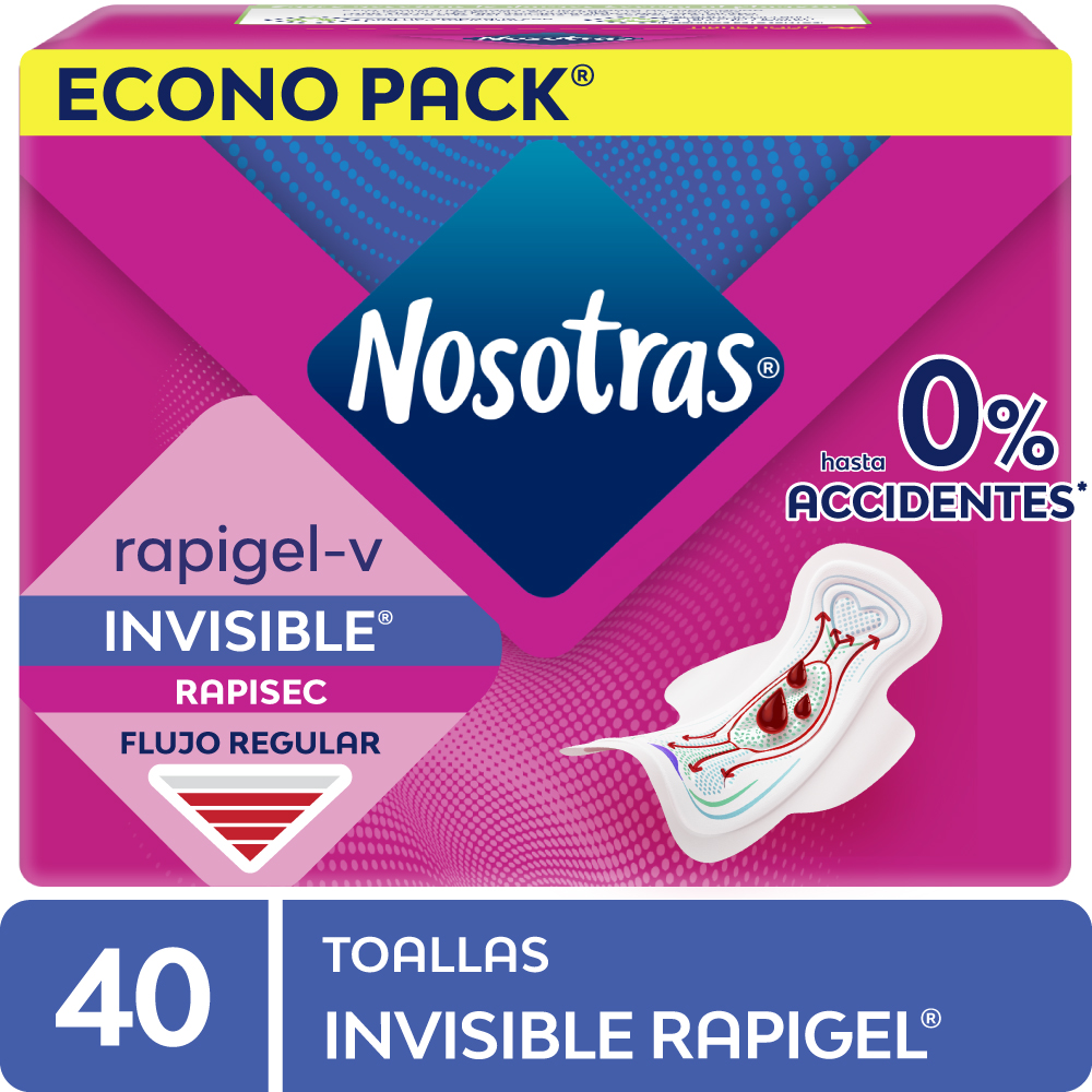 Toalla Higiénica NOSOTRAS Invisible Rapigel Paquete 40un