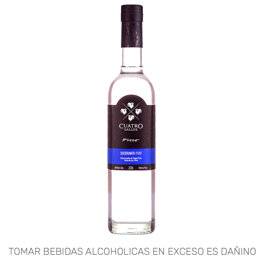 Pisco CUATRO GALLOS Quebranta Botella 700ml